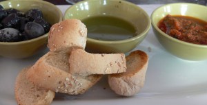 Bread, olives and dips