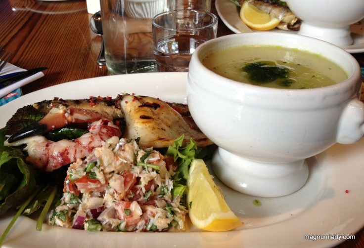 Soup and seafood plate