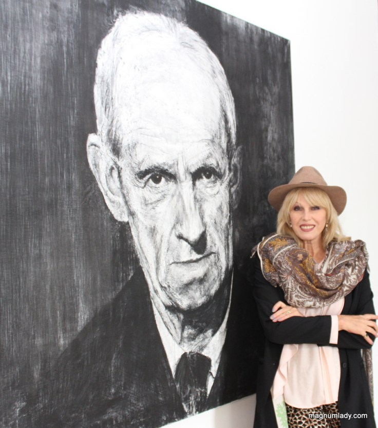Joanna with Michael Wann's portrait of Jack B Yeats